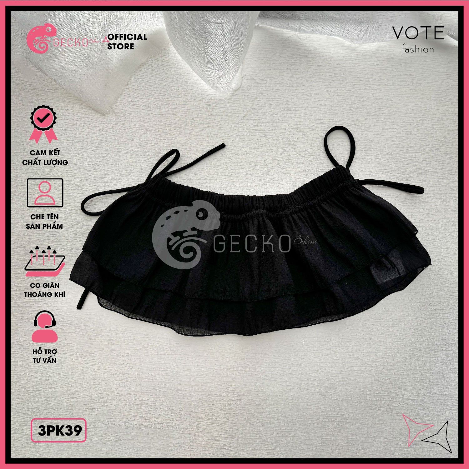 Chân Váy Voan Tơ Giấy 2 Tầng Dáng Ngắn Dễ Thương Mặc Kèm Bikini GECKO 3PK39 