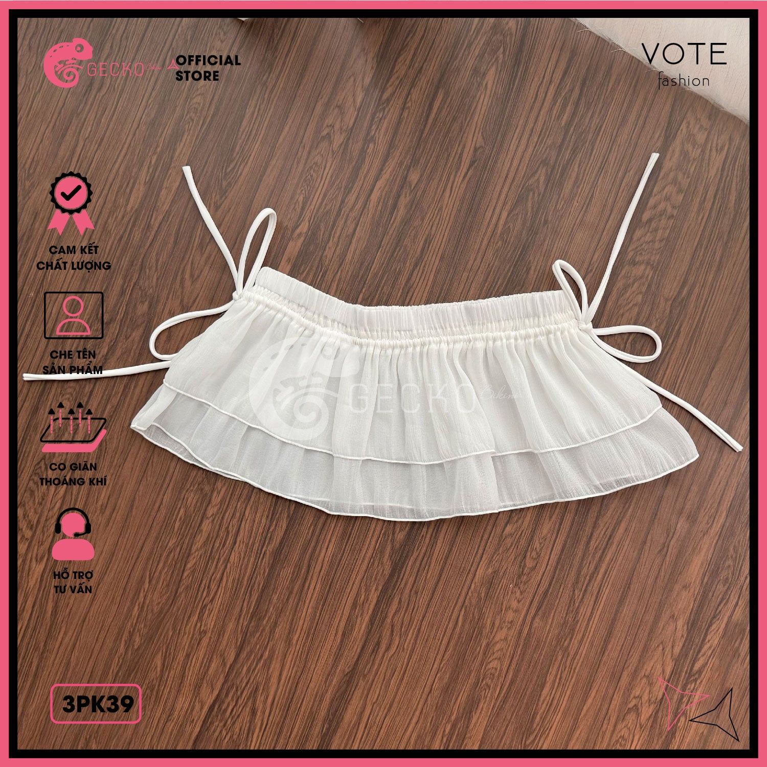 Chân Váy Voan Tơ Giấy 2 Tầng Dáng Ngắn Dễ Thương Mặc Kèm Bikini GECKO 3PK39 
