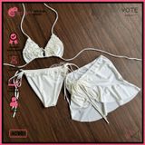 Combo 3 Món Bikini Bèo Nhún Mix Quần Váy Cao Cấp GECKO 4CB01 
