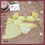  Combo 3 Món Bikini Áo Trễ Vai Chất Xốp Kèm Khăn GECKO 4CB03 