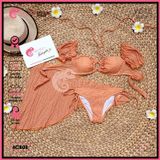  Combo 3 Món Bikini Áo Trễ Vai Chất Xốp Kèm Khăn GECKO 4CB03 