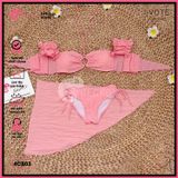  Combo 3 Món Bikini Áo Trễ Vai Chất Xốp Kèm Khăn GECKO 4CB03 