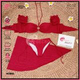  Combo 3 Món Bikini Áo Trễ Vai Chất Xốp Kèm Khăn GECKO 4CB03 