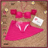  Combo 3 Món Bikini Áo Trễ Vai Chất Xốp Kèm Khăn GECKO 4CB03 