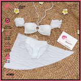  Combo 3 Món Bikini Áo Trễ Vai Chất Xốp Kèm Khăn GECKO 4CB03 