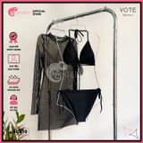  Combo 3 Món Bikini Tam Giác Kèm Áo Lưới Cổ Trụ Ngoài Dáng Ngắn GECKO 4CB10 
