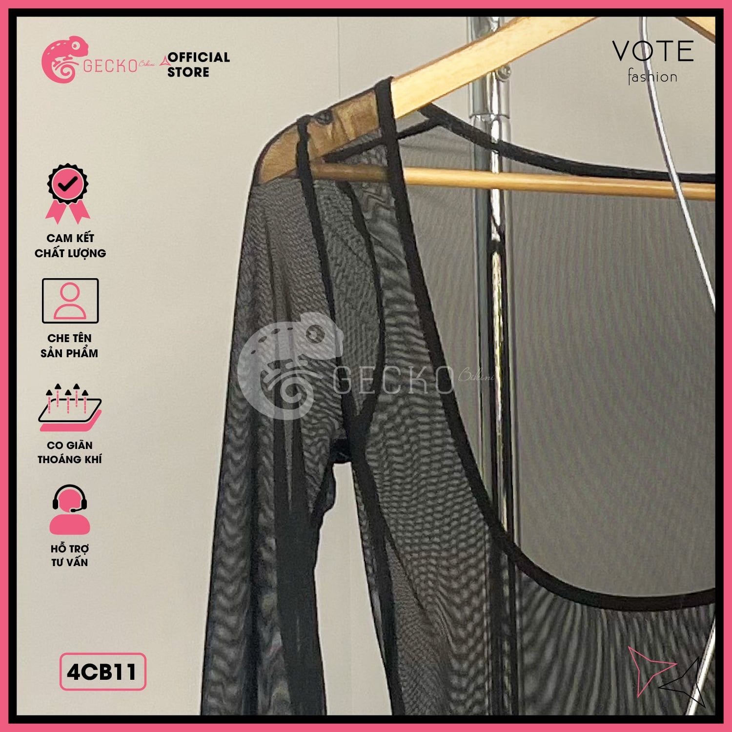  Combo 3 Món Bikini Quần Áo Tam Giác Kèm Áo Lưới Dáng Dài GECKO 4CB11 