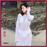  Combo 3 Món Bikini 2 Mảnh Phối Áo Lưới Trễ Vai Mặc Ngoài GECKO 4CB16 