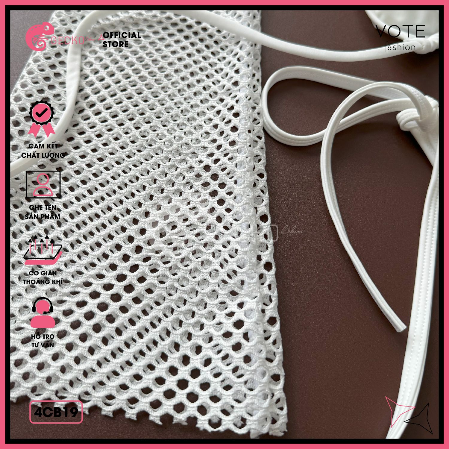  Combo 4 Món Bikini Mix Áo Lưới Kèm Khăn GECKO 4CB19 
