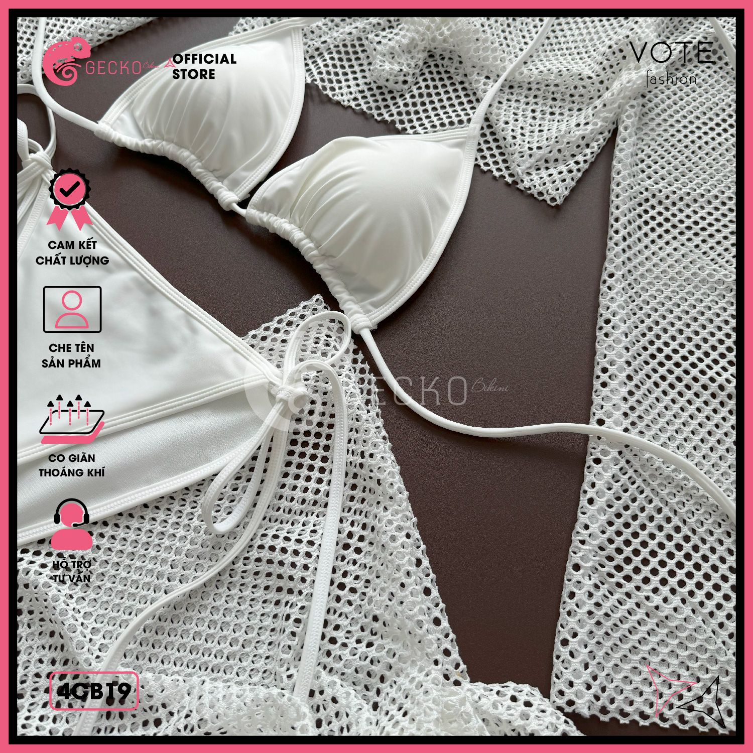  Combo 4 Món Bikini Mix Áo Lưới Kèm Khăn GECKO 4CB19 