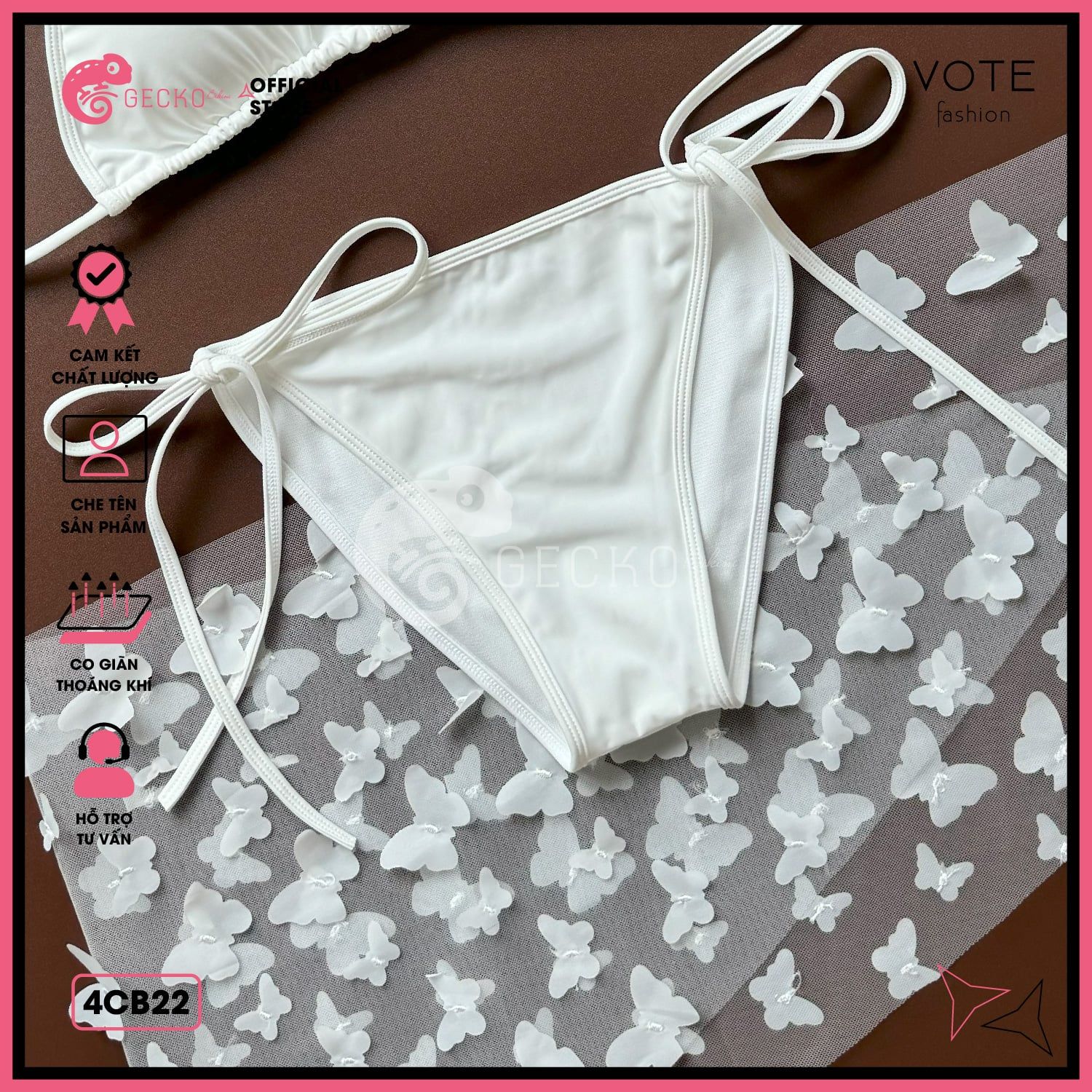  Combo 3 Món Bikini Tam Giác Kèm Khăn Bướ.m GECKO 4CB22 