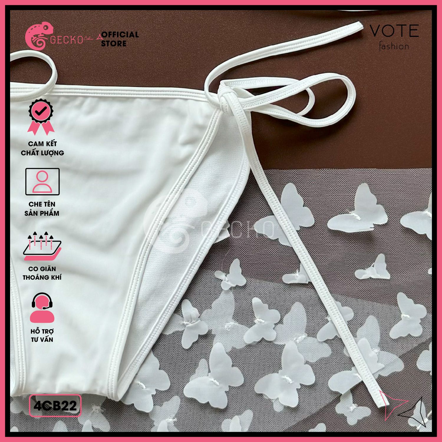  Combo 3 Món Bikini Tam Giác Kèm Khăn Bướ.m GECKO 4CB22 