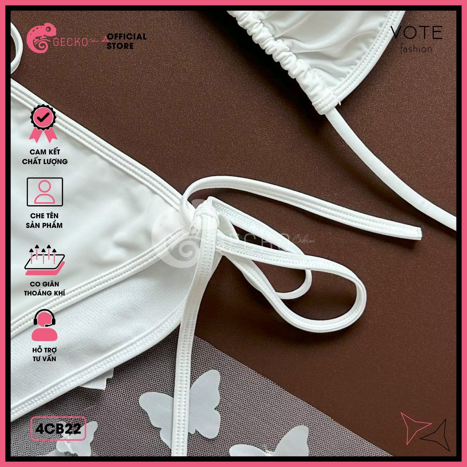  Combo 3 Món Bikini Tam Giác Kèm Khăn Bướ.m GECKO 4CB22 