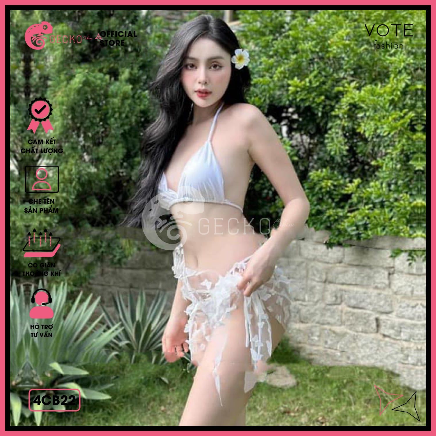  Combo 3 Món Bikini Tam Giác Kèm Khăn Bướ.m GECKO 4CB22 