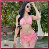  Combo 3 Món Bikini Tam Giác Kèm Khăn Bướ.m GECKO 4CB22 