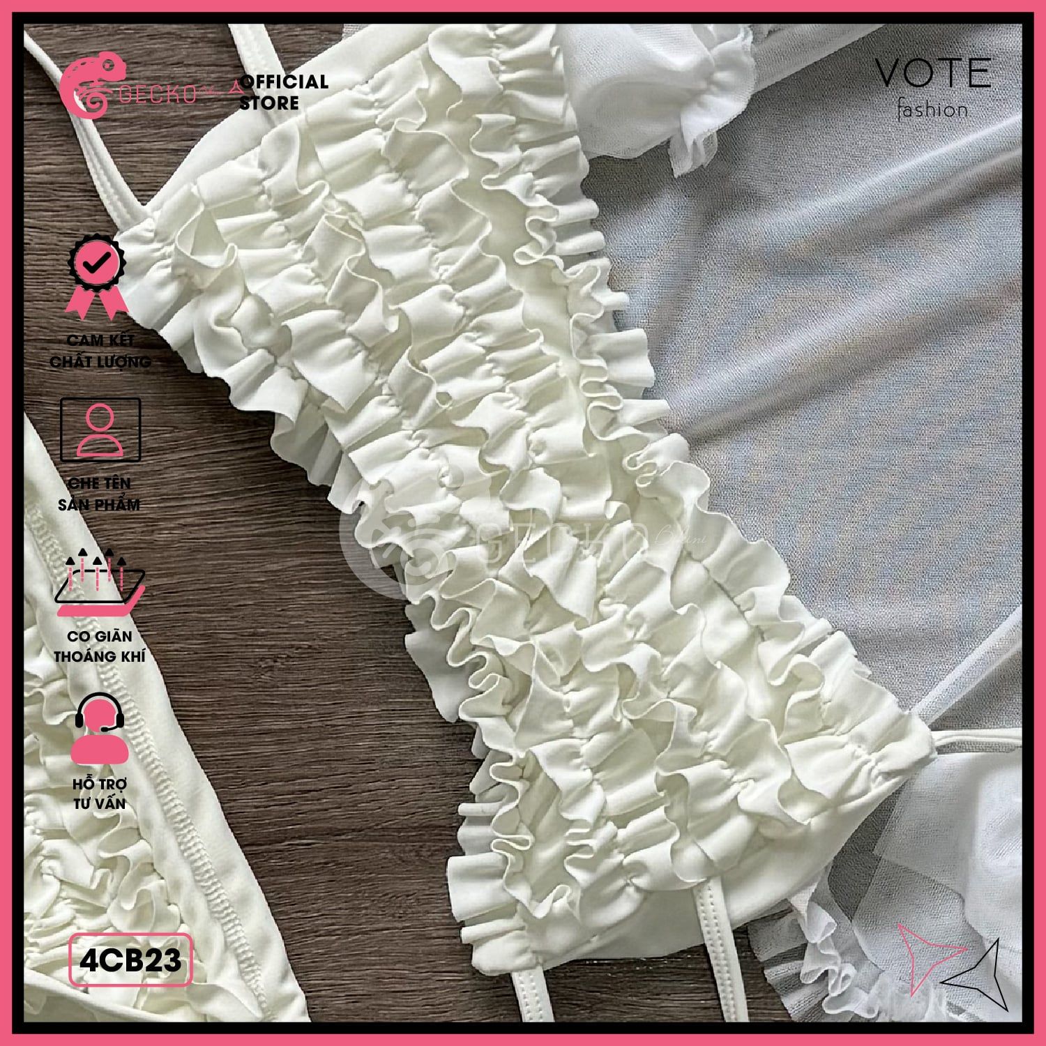  Combo 4 Món Bikini Bèo Tầng Phối Áo Cover Dễ Thương GECKO 4CB23 