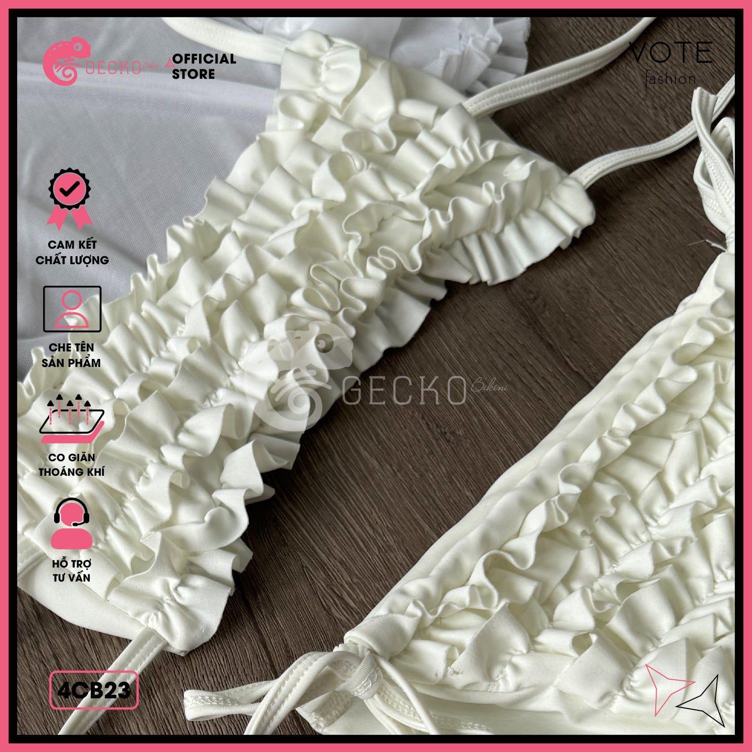  Combo 4 Món Bikini Bèo Tầng Phối Áo Cover Dễ Thương GECKO 4CB23 