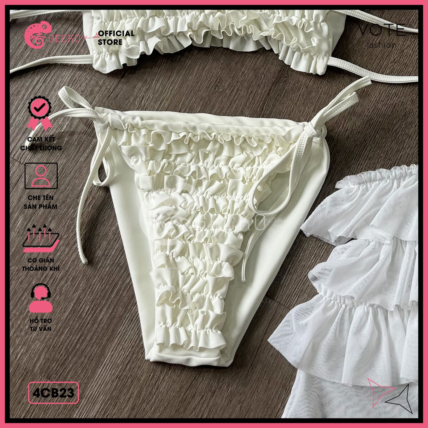  Combo 4 Món Bikini Bèo Tầng Phối Áo Cover Dễ Thương GECKO 4CB23 