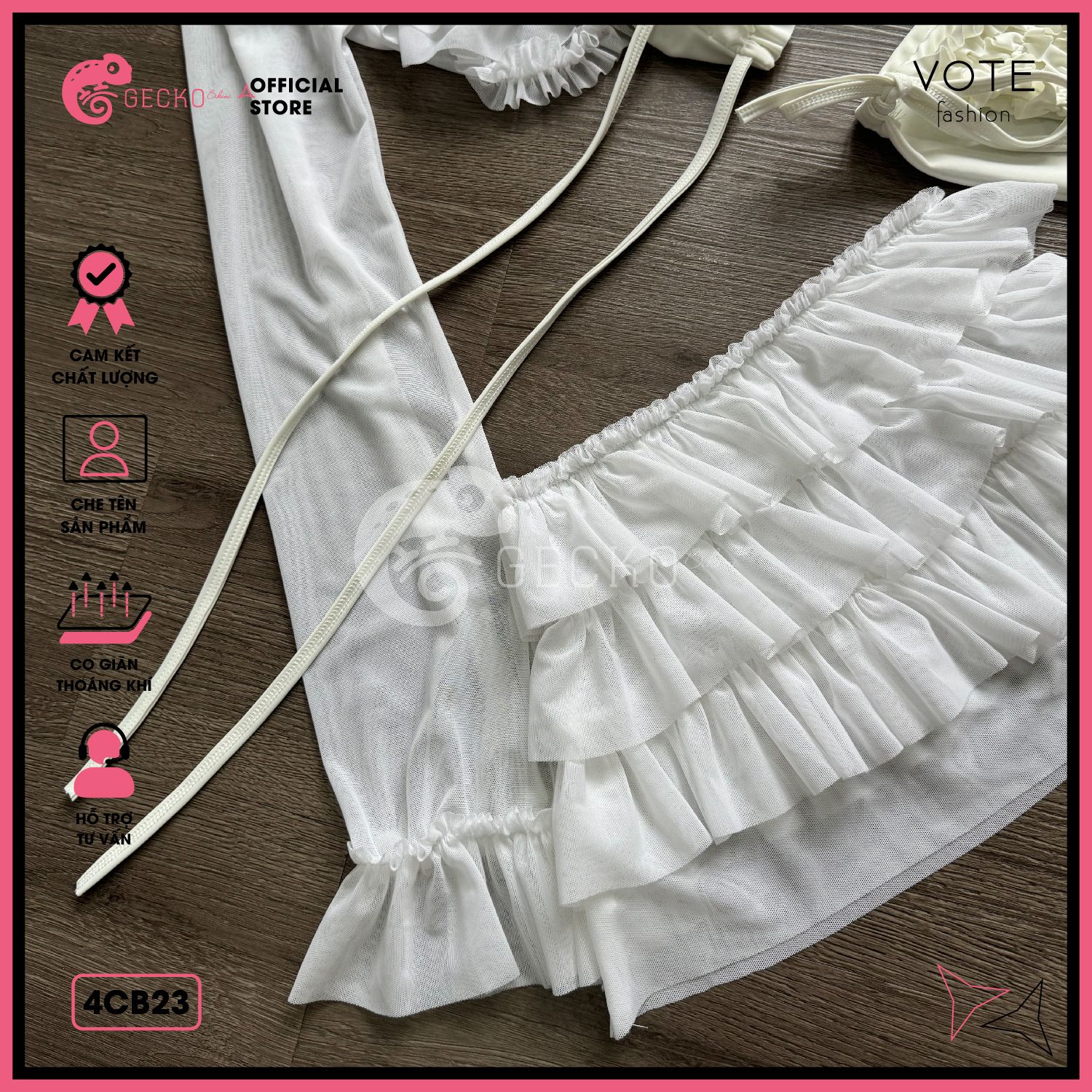  Combo 4 Món Bikini Bèo Tầng Phối Áo Cover Dễ Thương GECKO 4CB23 