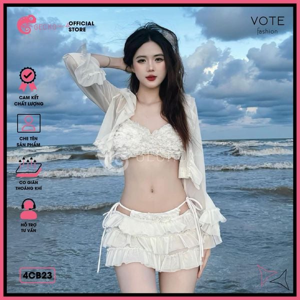  Combo 4 Món Bikini Bèo Tầng Phối Áo Cover Dễ Thương GECKO 4CB23 