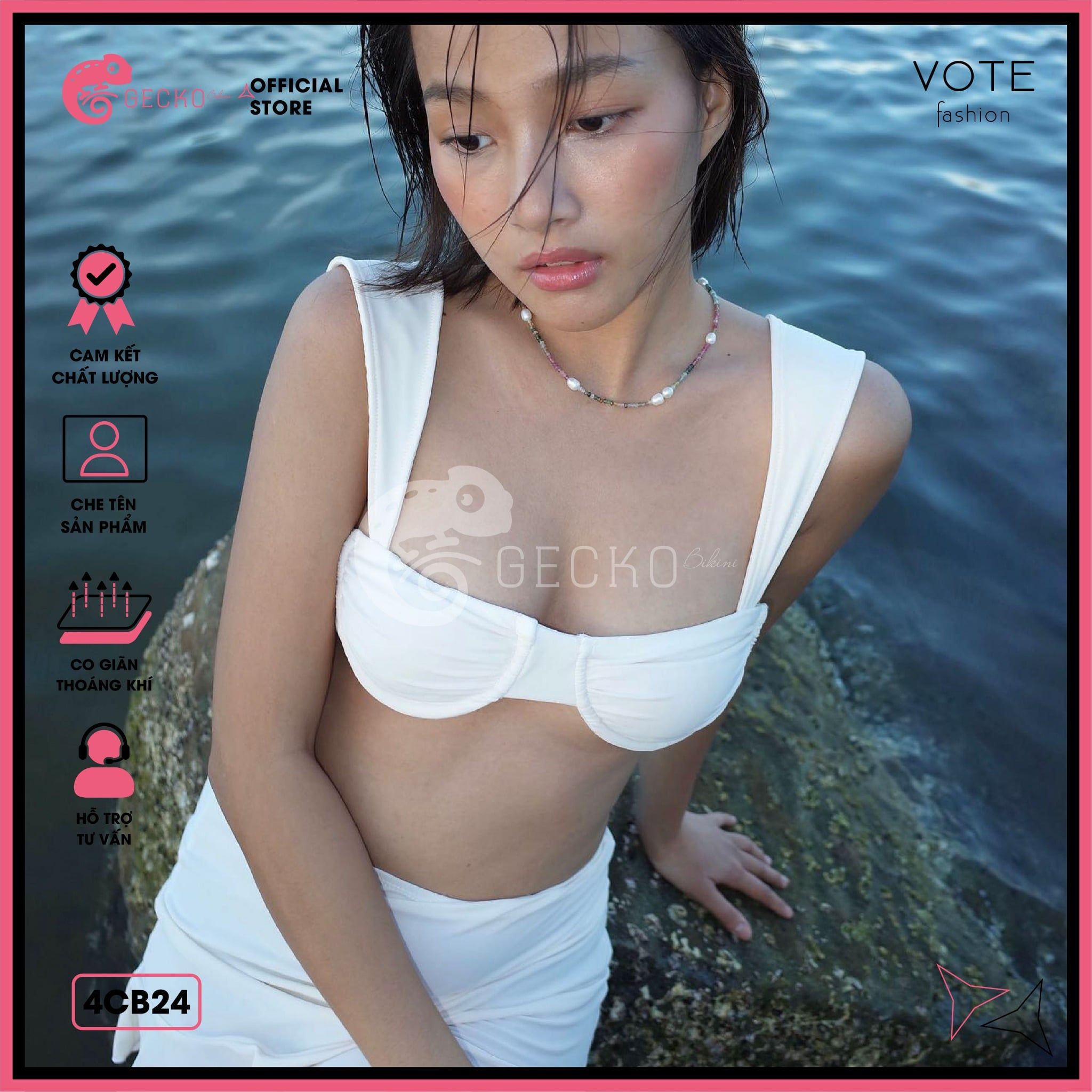  Combo 3 Món Bikini Áo Gọng Cúp Ngực Phối Chân Váy GECKO 4CB24 