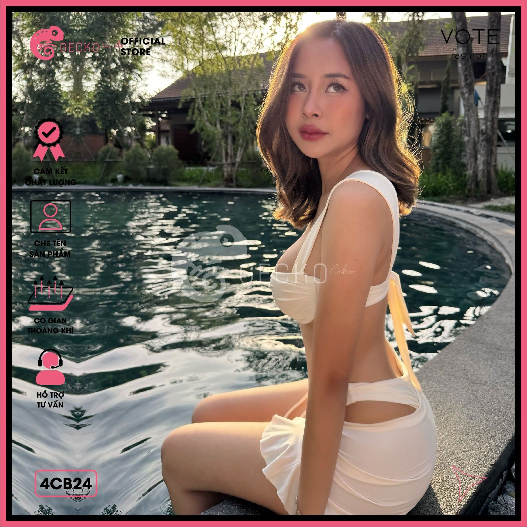  Combo 3 Món Bikini Áo Gọng Cúp Ngực Phối Chân Váy GECKO 4CB24 