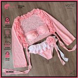  Combo 3 Món Bikini Áo Lưới Ren Hoa Bikini Váy Bèo GECKO 4CB28 