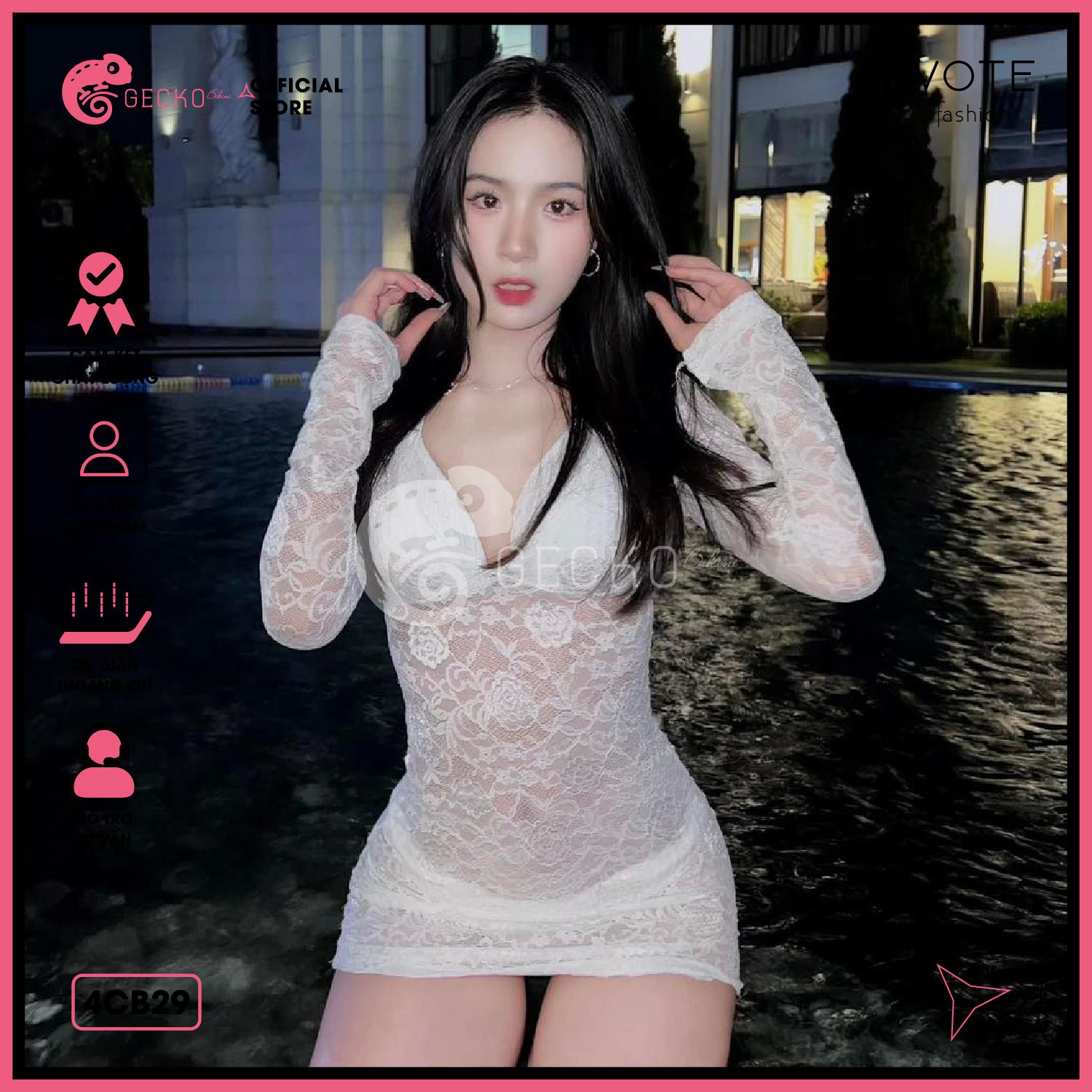  Combo 3 Món Áo Ren Mix Bikini 6 Khoen GECKO 4CB29 