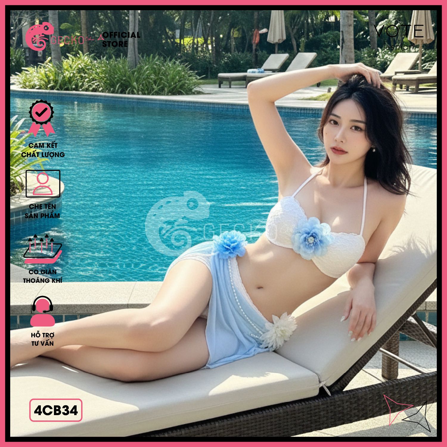  Combo 5 Món Chân Váy Phối Bikini Áo Xoắn Gợi Cảm GECKO 4CB34 