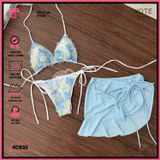  Combo 3 Món Bikini Hoa Hồng Phối Váy Cute GECKO 4CB35 