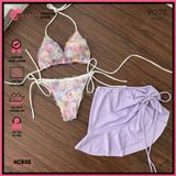  Combo 3 Món Bikini Hoa Hồng Phối Váy Cute GECKO 4CB35 