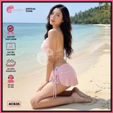  Combo 3 Món Bikini Hoa Hồng Phối Váy Cute GECKO 4CB35 