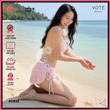  Combo 3 Món Bikini Hoa Hồng Phối Váy Cute GECKO 4CB35 
