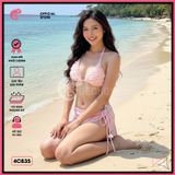  Combo 3 Món Bikini Hoa Hồng Phối Váy Cute GECKO 4CB35 