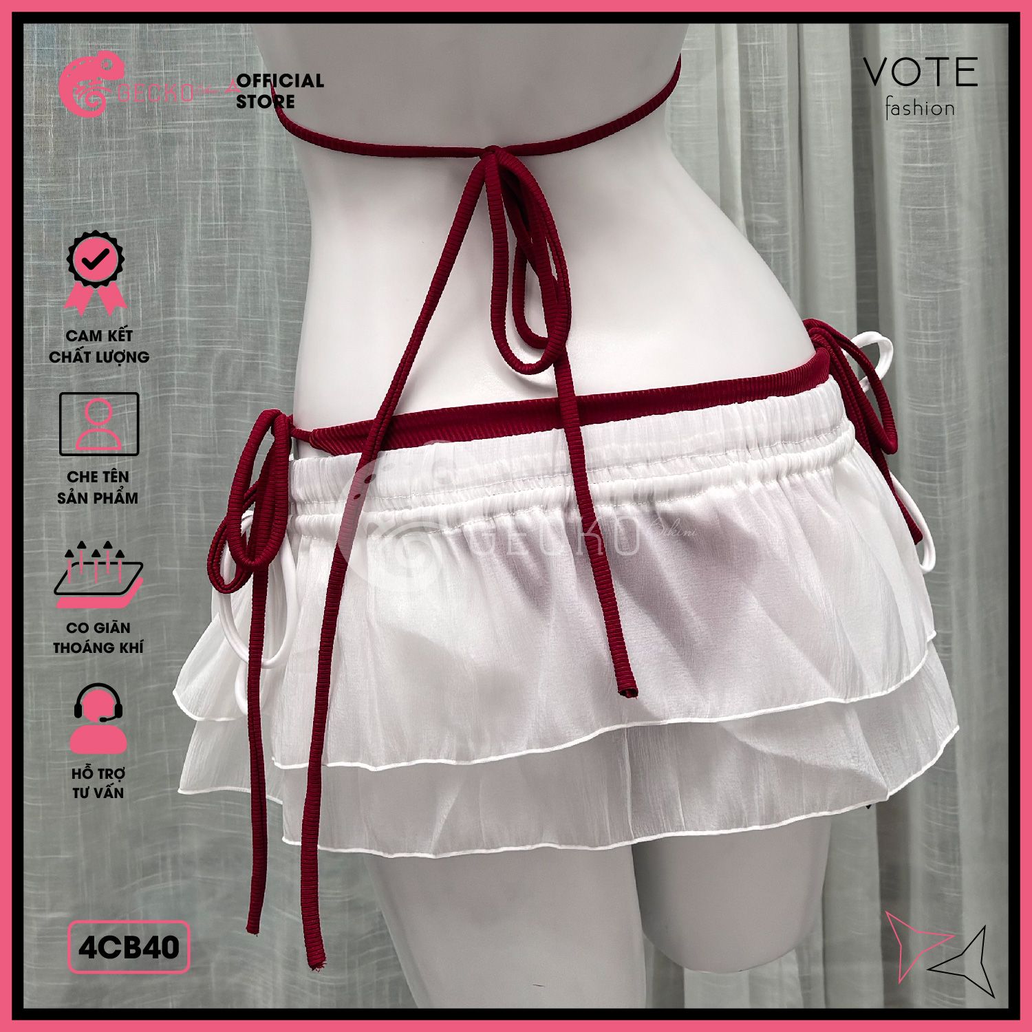  Combo 3 Món Tam Giác Mix Chân Váy 2 Tầng Cute GECKO 4CB40 