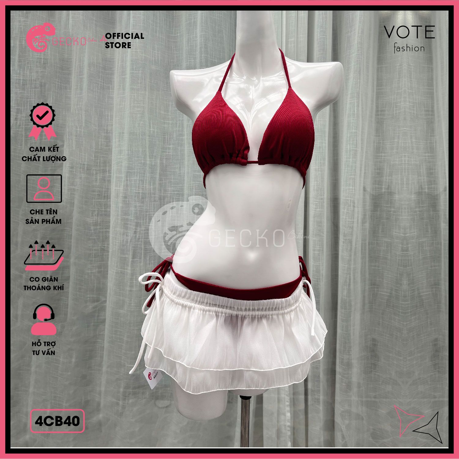  Combo 3 Món Tam Giác Phối Chân Váy Ngắn 2 Tầng GECKO 4CB40 