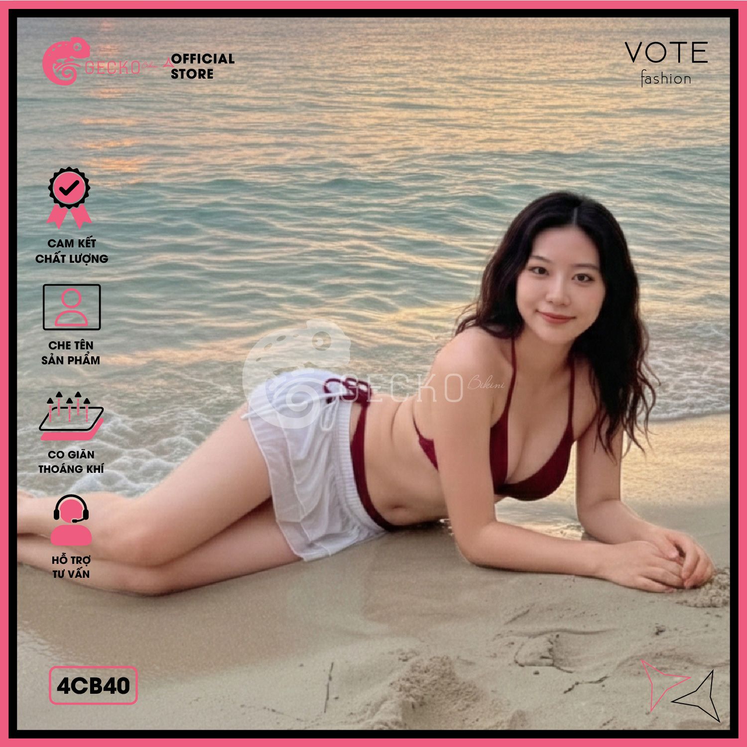  Combo 3 Món Tam Giác Phối Chân Váy Ngắn 2 Tầng GECKO 4CB40 