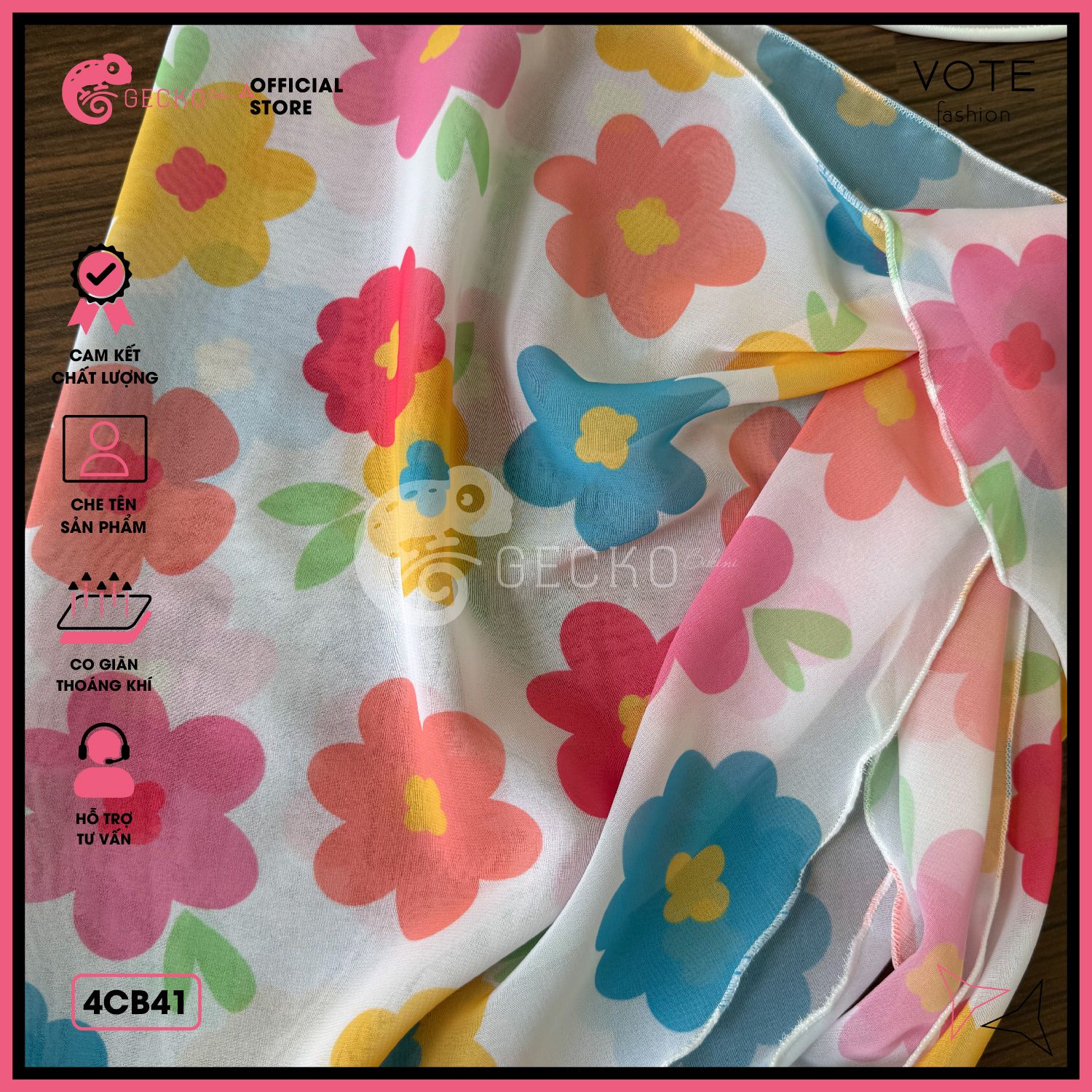  Combo 3 Món Tam Giác Mix Khăn Voan Hoạ Tiết Nhiệt Đới GECKO 4CB41 