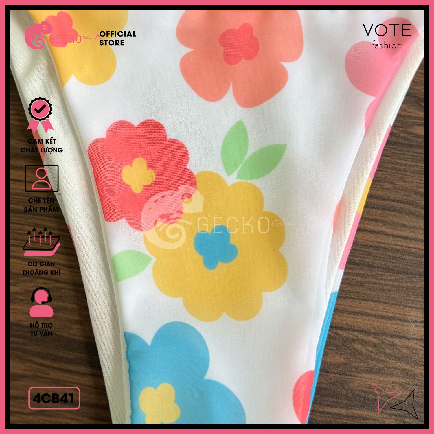  Combo 3 Món Tam Giác Mix Khăn Voan Hoạ Tiết Nhiệt Đới GECKO 4CB41 