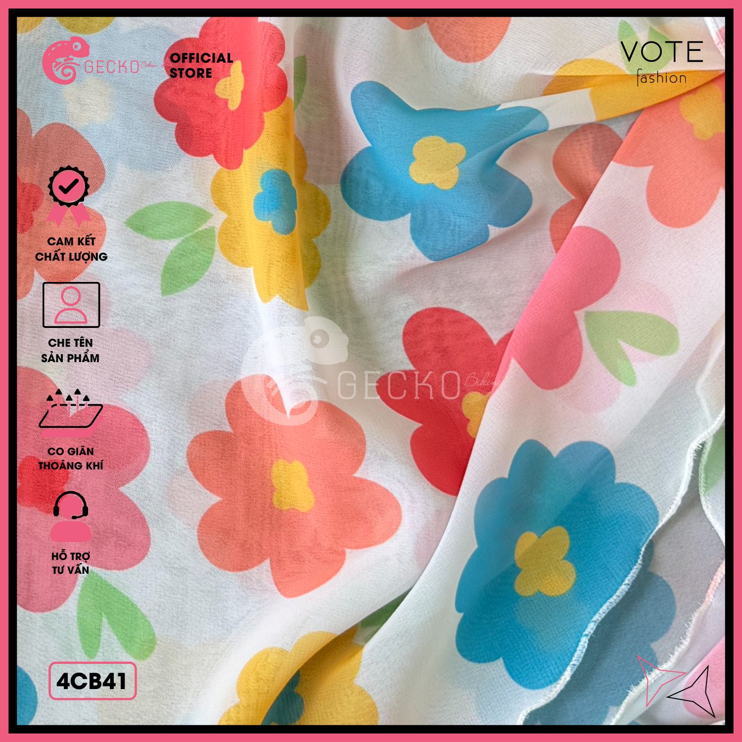  Combo 3 Món Tam Giác Mix Khăn Voan Hoạ Tiết Nhiệt Đới GECKO 4CB41 