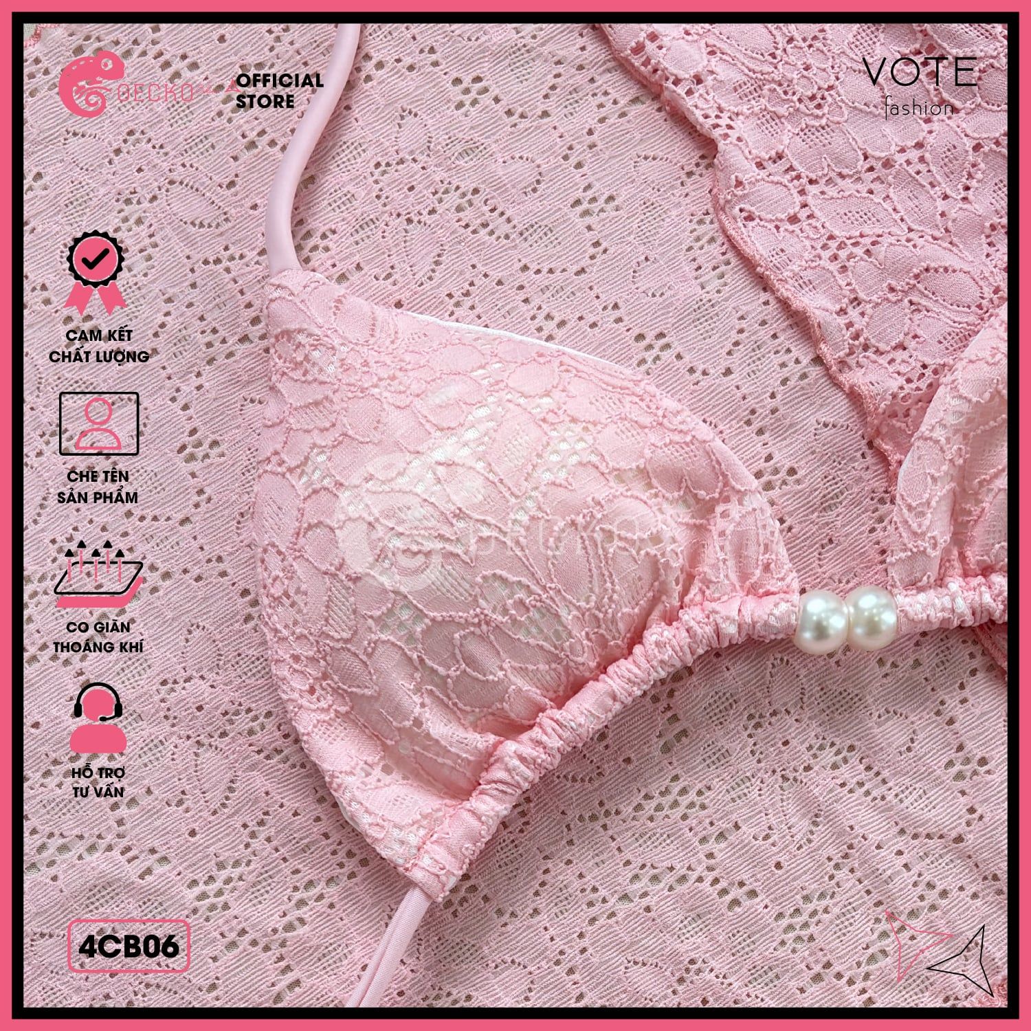  Combo 3 Món Bikini Tam Giác Ren Mix Ngọ.c Tra.i GECKO 4CB06 