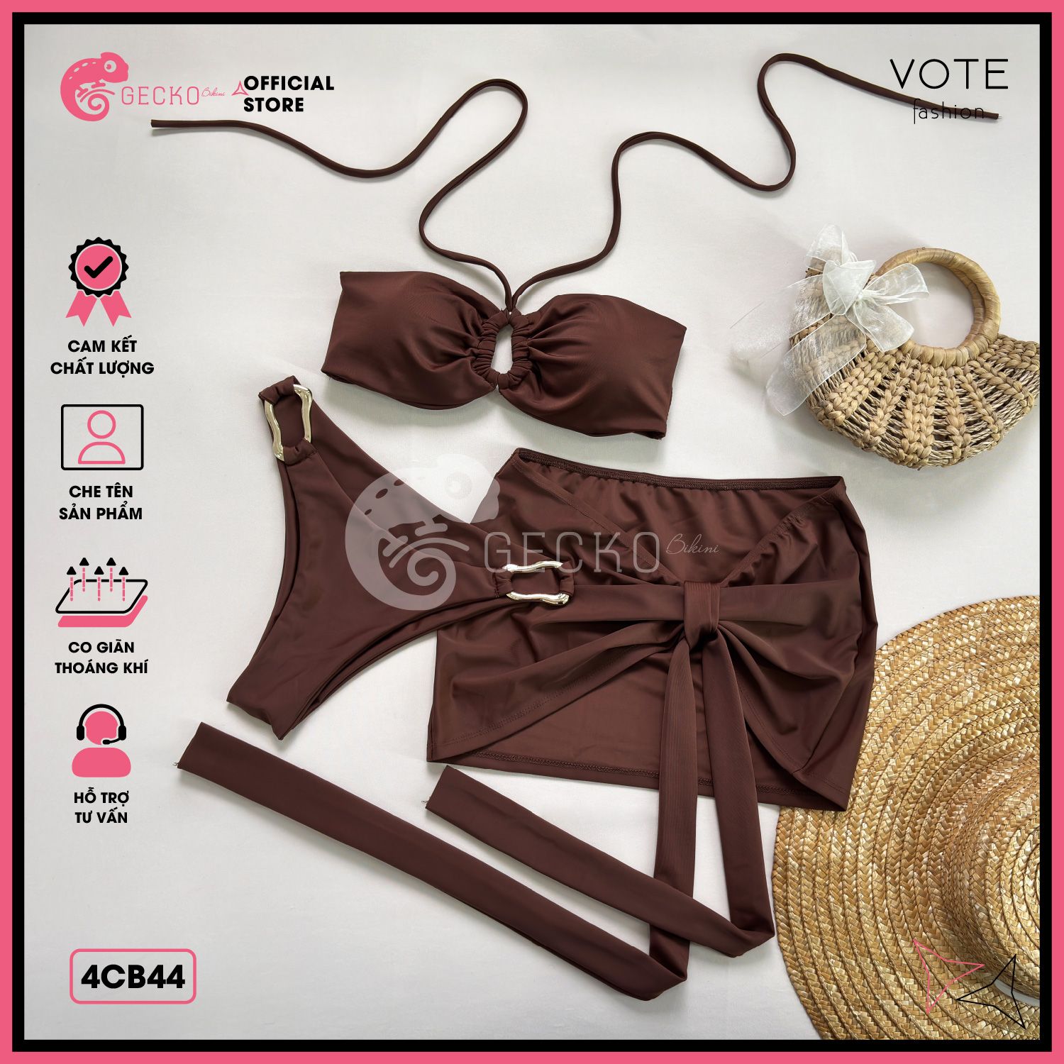  Combo 3 Món Bikini Cúp Ngực Mix 3 Khoen Kim Loại Gợi Cảm GECKO 4CB44 