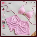 Bikini 2 Mảnh Tam Giác Mix Khoen Mặt Trời Quần Đùi Tăm Lạnh Cute GECKO 2M80 