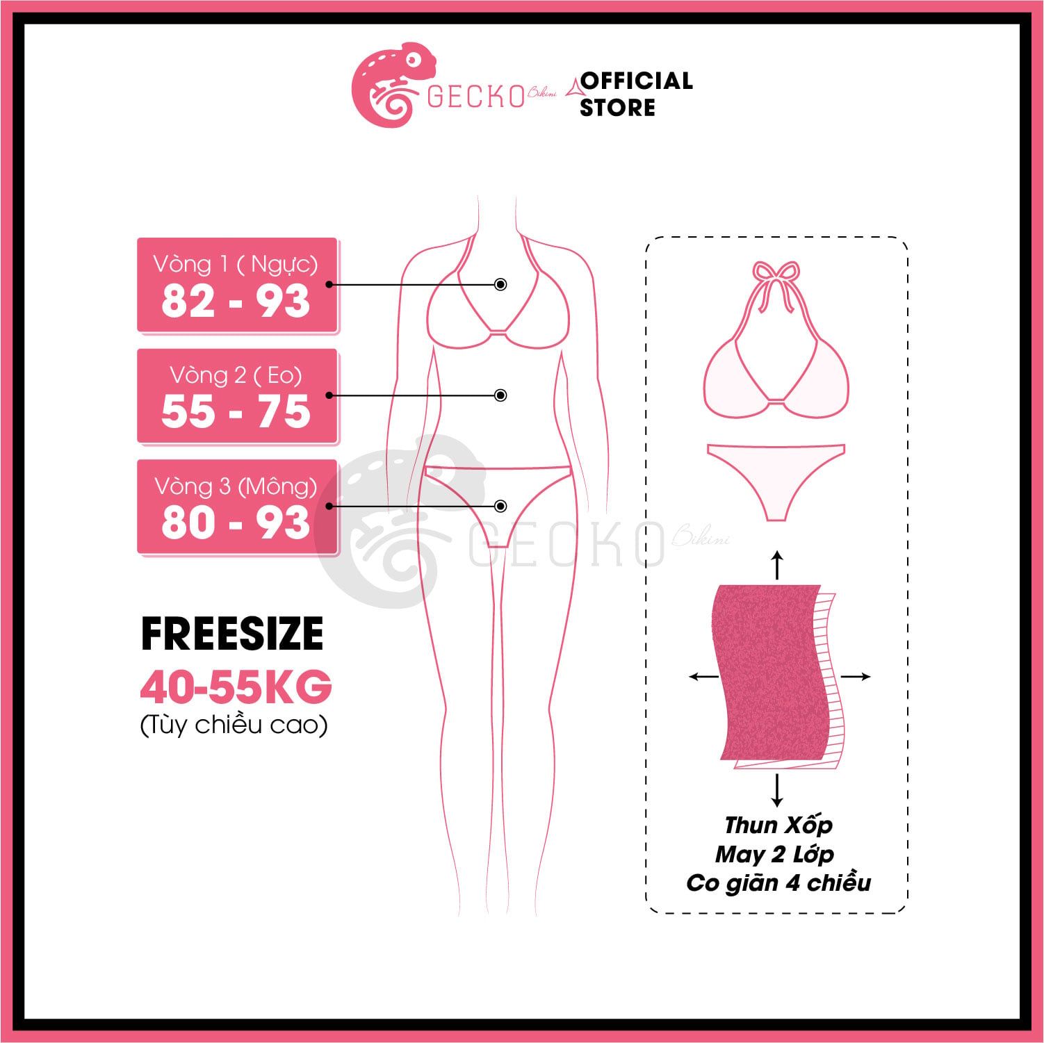  Bikini 2 Mảnh Tam Giác Ren Hoa Phối Khoen Gợi Cảm GECKO 2M92 