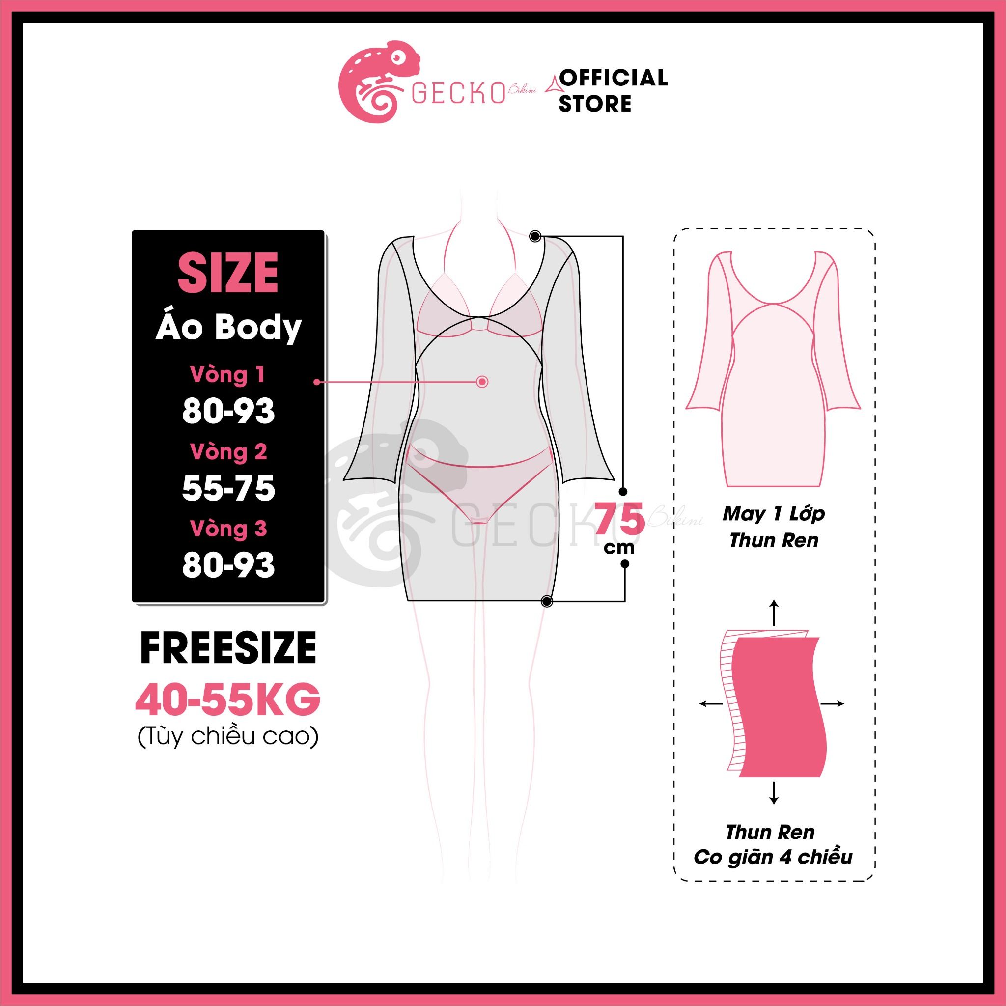  Áo Lưới Ren Hoạ Tiết Hoa Xuyên Thấu Mặc Kèm Bikini Ôm Body Dáng Ngắn GECKO 3PK24 