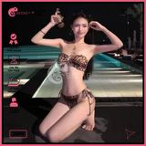  Bikini 2 Mảnh Cúp Ngực Da Beo Mix Khoen Tròn Quần Lotkhe GECKO 2M99 