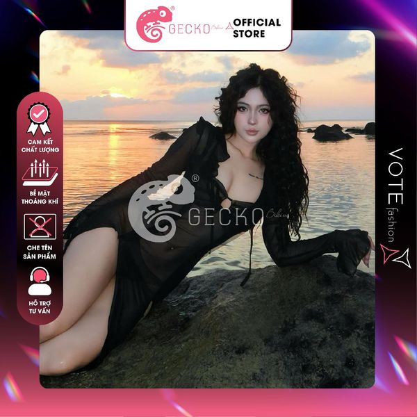  Áo Lưới Cover Bikini Khoét Ngực Xẻ Tà Sexy GECKO 3PK34 