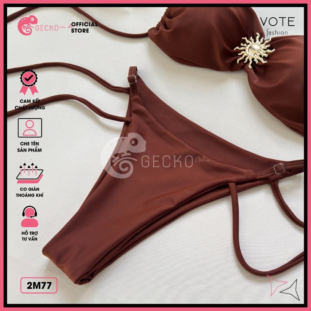  Bikini 2 Mảnh Cúp Phối Khoen Mặt Trời Slay GECKO 2M75 