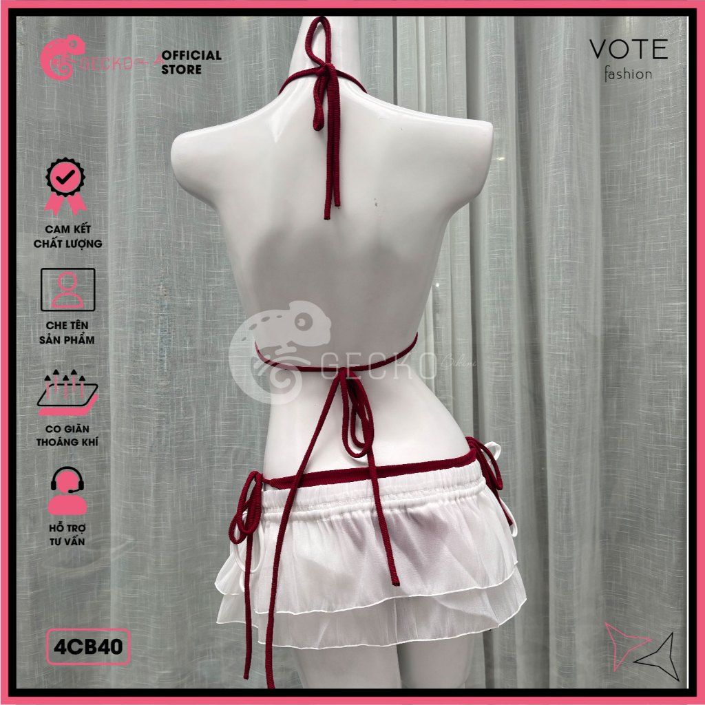  Combo 3 Món Tam Giác Phối Chân Váy Ngắn 2 Tầng GECKO 4CB40 