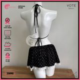  Bikini 2 Mảnh Tam Giác Quần Váy Chấm Bi Phối Ren GECKO 2M90 